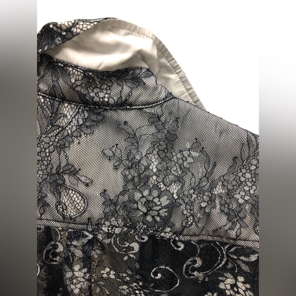 Anthropologie Maeve Womens Button Down Blouse‎ Black XS lace sheer NWT - Picture 7 of 14